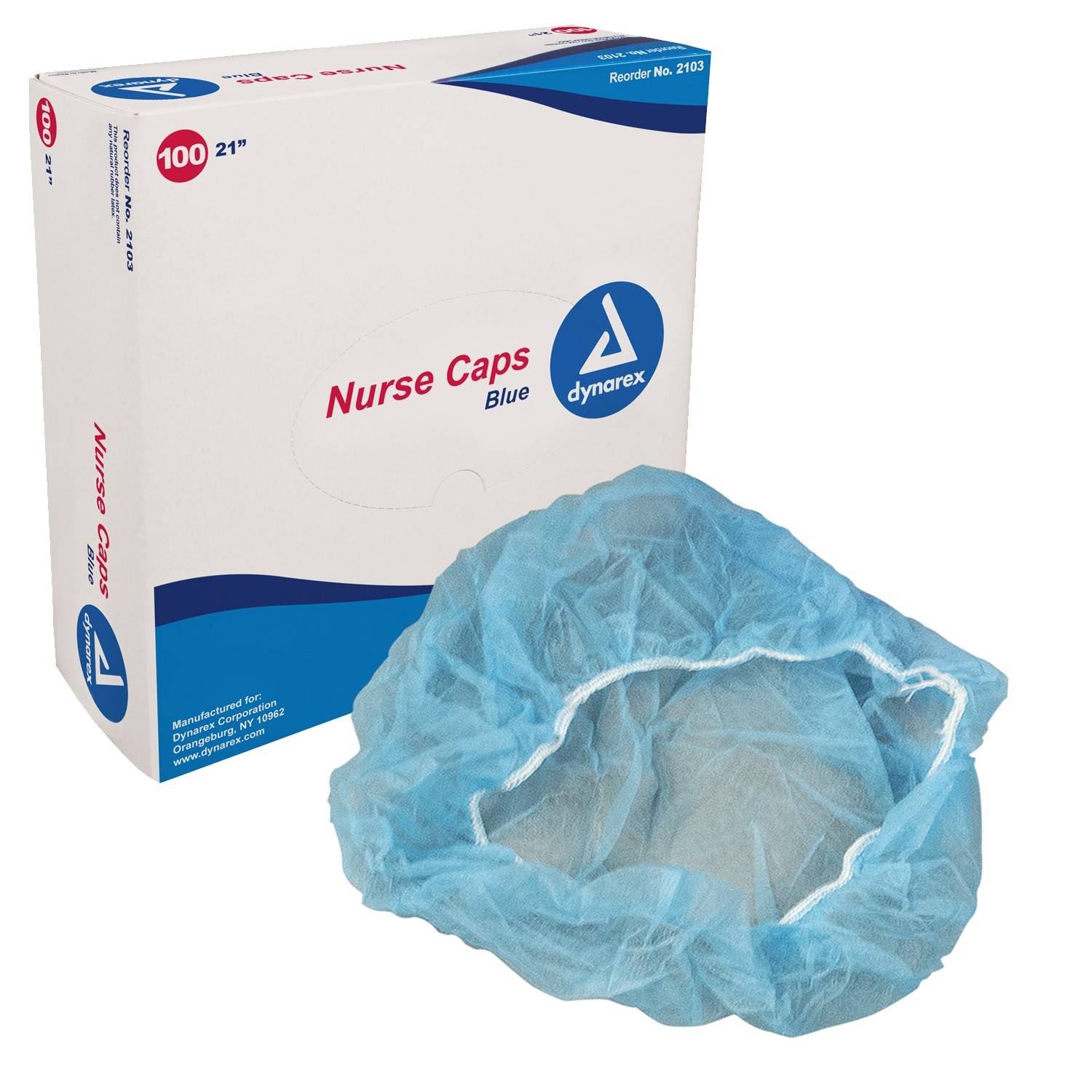 Dynarex®蓝色聚丙烯护士帽在分配器盒