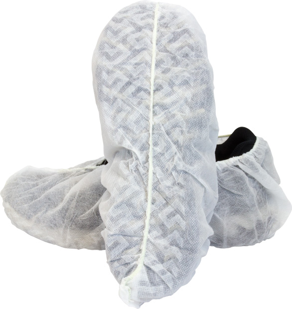 安全地带®x大白色聚丙烯一次性鞋套与胎面