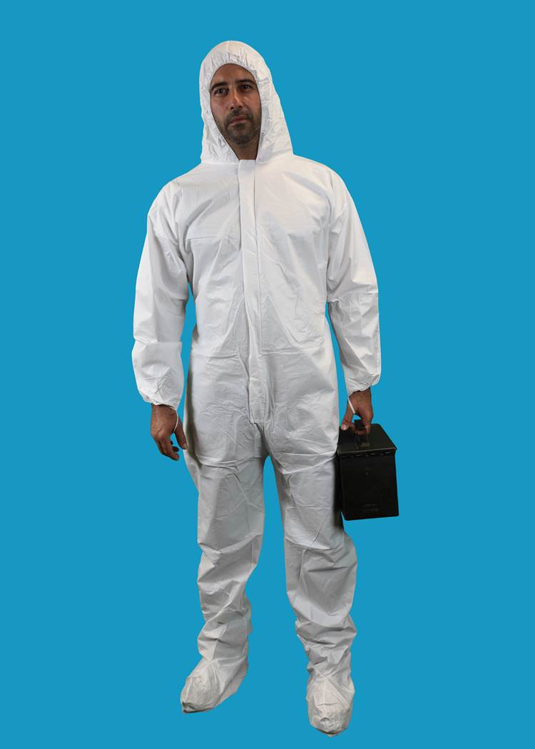 # CE-CVL-KG-E KEYGUARD COVERALL WITH ELASTIC WRISTS AND ANKLES-ZIPPER FRONT-SINGLE COLLAR-ELASTIC BAND THUMB LOOPS-3 VELCRO PATCH STORM FLAP CLOSURE AND DOUBLE ZIPPER ANTI STATIC