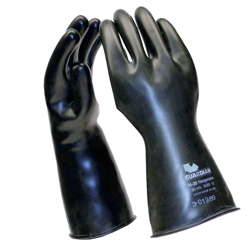 IN35 Guardian®制造光滑弯曲手氯丁橡胶手套- 35毫米
