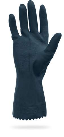 #GRFB-SIZE-1S安全区域®黑色氯丁橡胶乳胶混合绒毛衬里手套