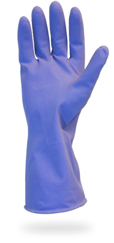 GRFL(大小)1 c电源安全地带®16-mil Purple Flock Lined Latex Gloves