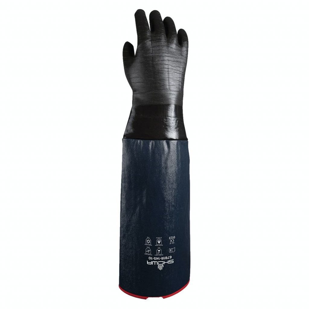 昭和®6781R-145 12英寸氯丁橡胶涂层三层泡沫绝缘手套，14英寸丁腈层压套筒