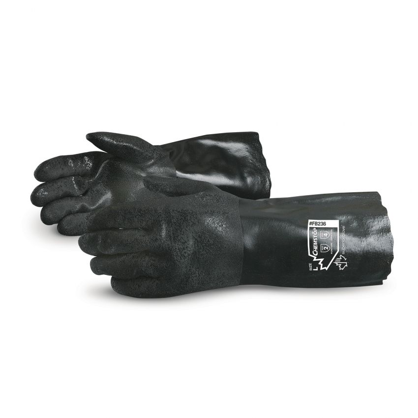 #FB236高级手套®Chemstop™双浸PVC手套，带14英寸护手袖口