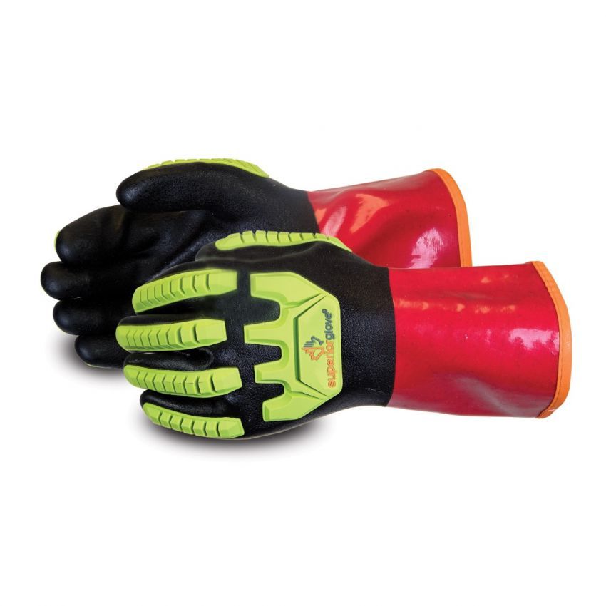Chemstop™耐切割抗冲击PVC化学安全手套，羊毛衬里和全腈涂层