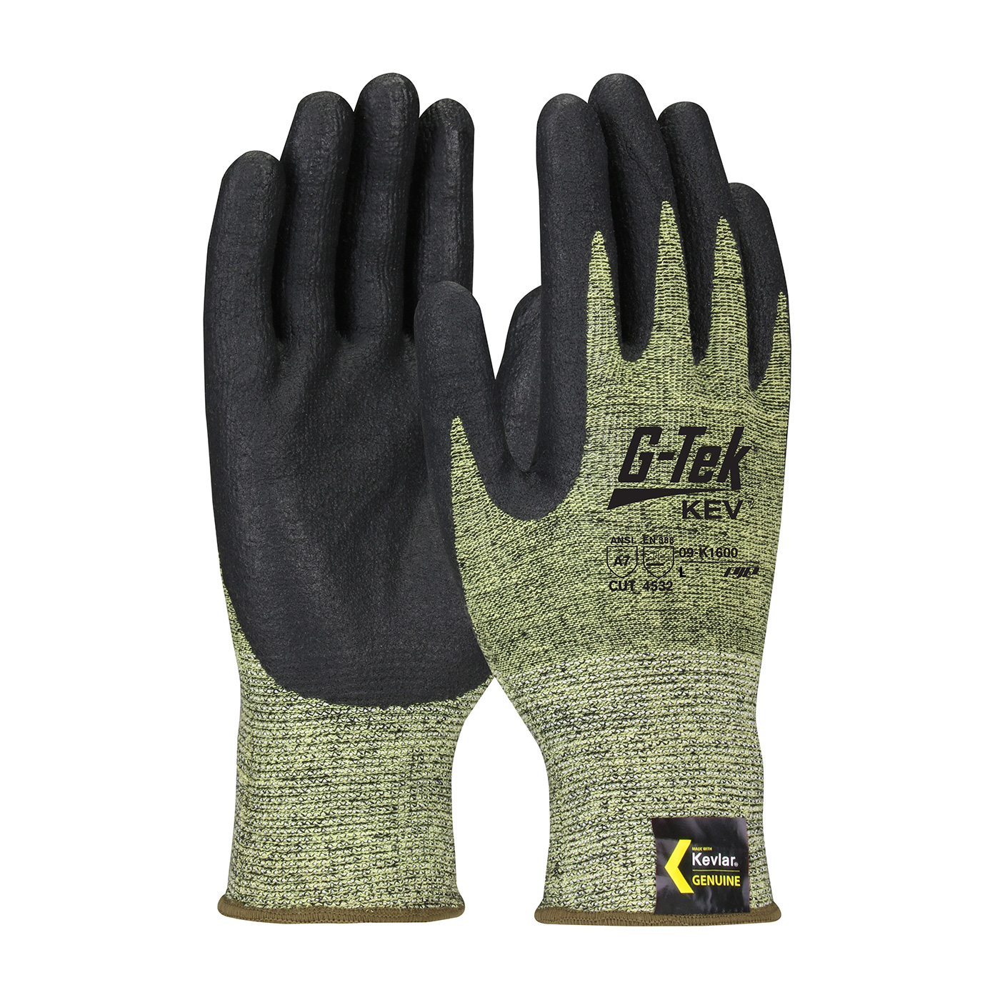 09-K1600 PIP®G-Tek®Kev™13-Gauge凯夫拉尔®腈Coated Seamless Knit Gloves
