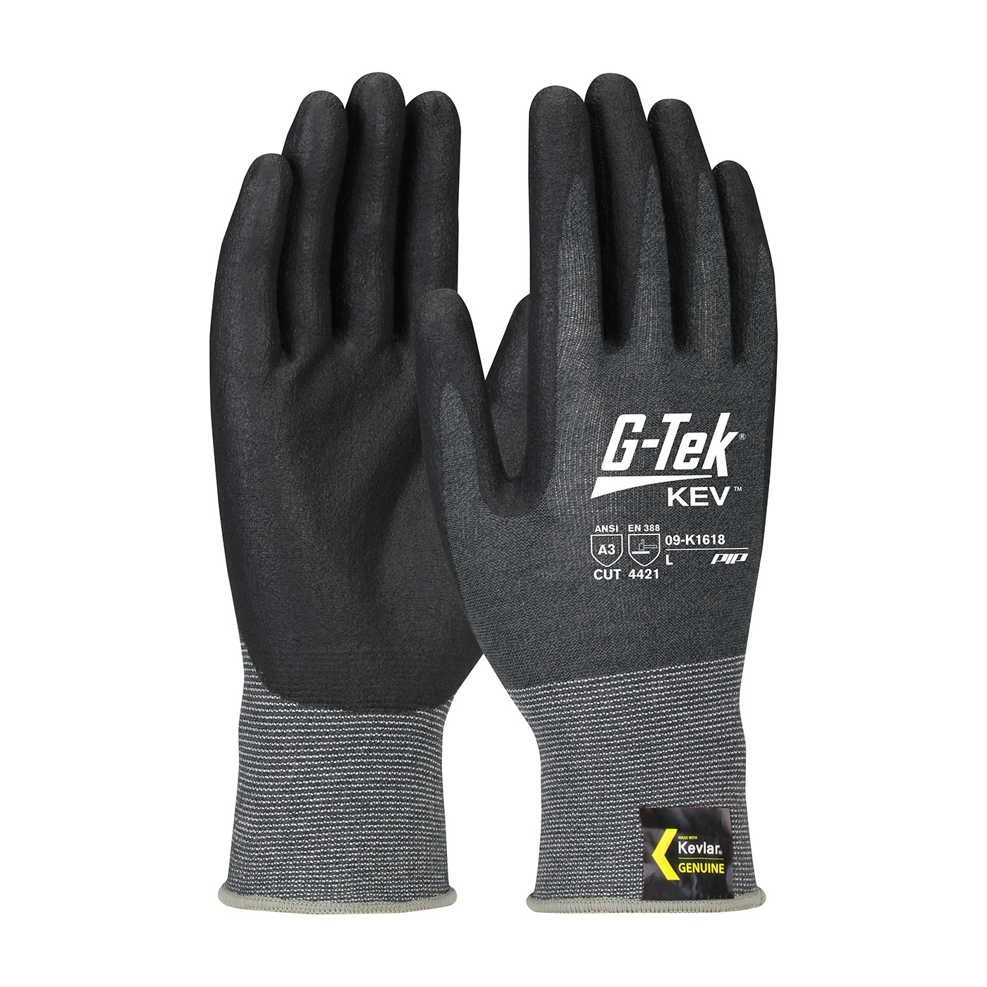 PIP®G-Tek®Kev™凯夫拉®泡沫丁腈涂覆手掌和手指无缝针织手套