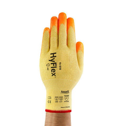 安塞尔®HyFlex®11-515 Hi-Viz手掌涂层凯夫拉手套