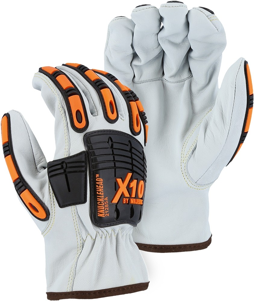 21285A雄伟的手套无切口与凯夫拉®X10山羊皮司机手套与冲击保护
