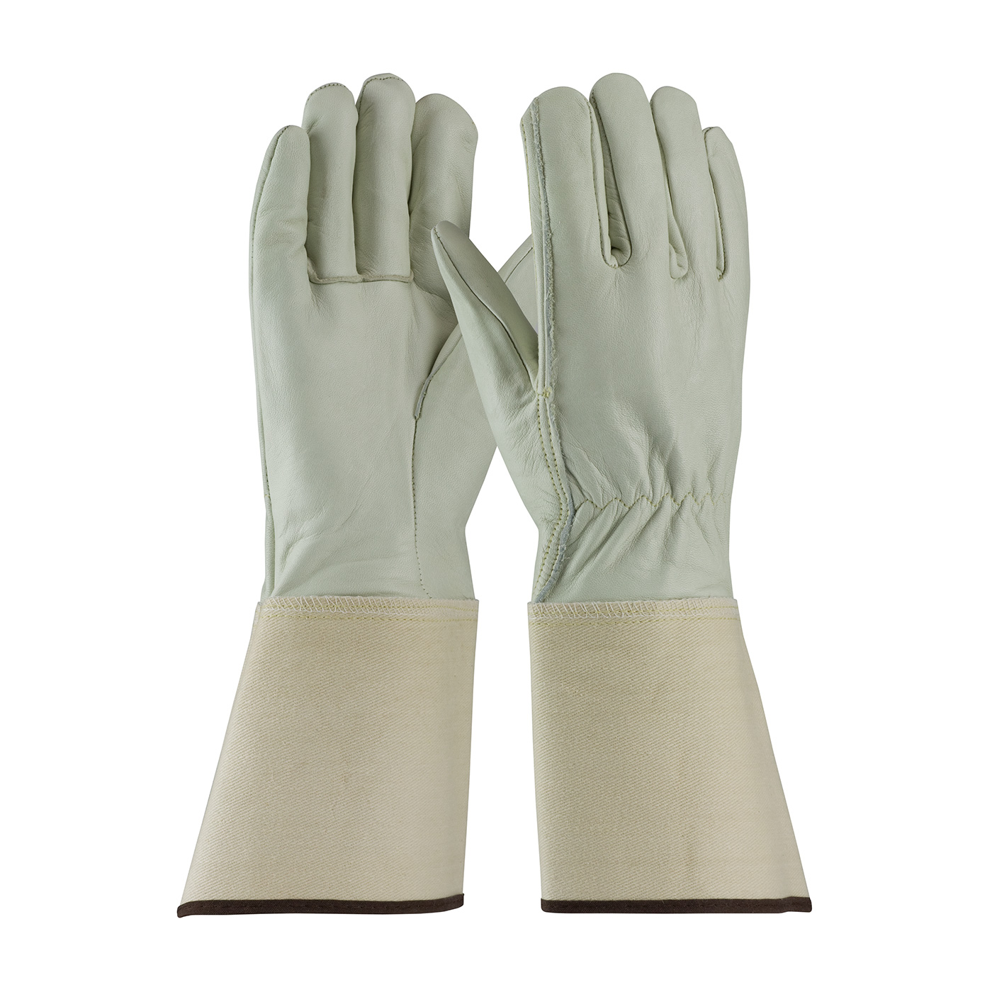 PIP®高级顶级谷物牛皮司机手套与塑化手套袖口-直拇指#68-101G