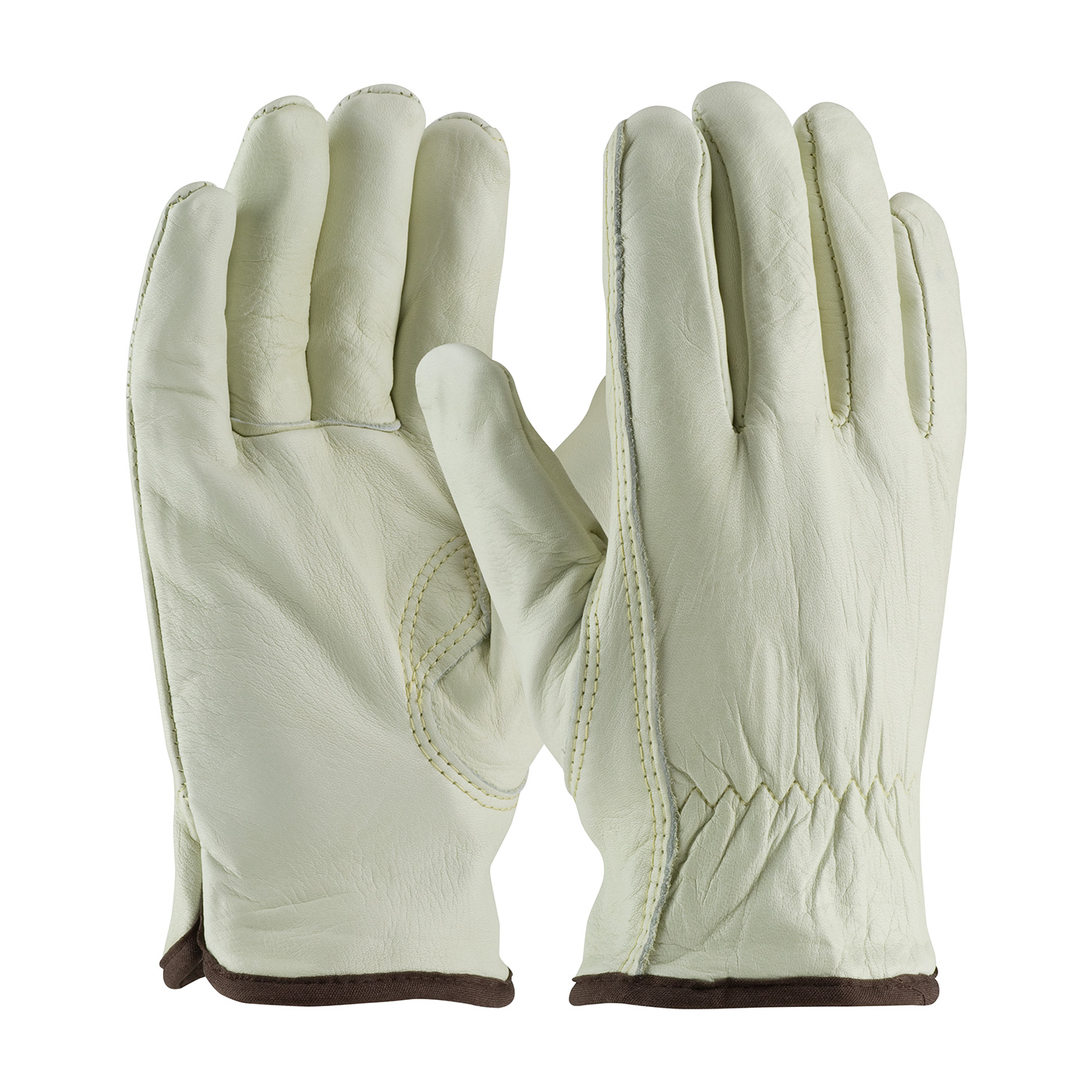 PIP®普通级顶级谷物牛皮手套，白色保暖内衬和梯形拇指#77-265