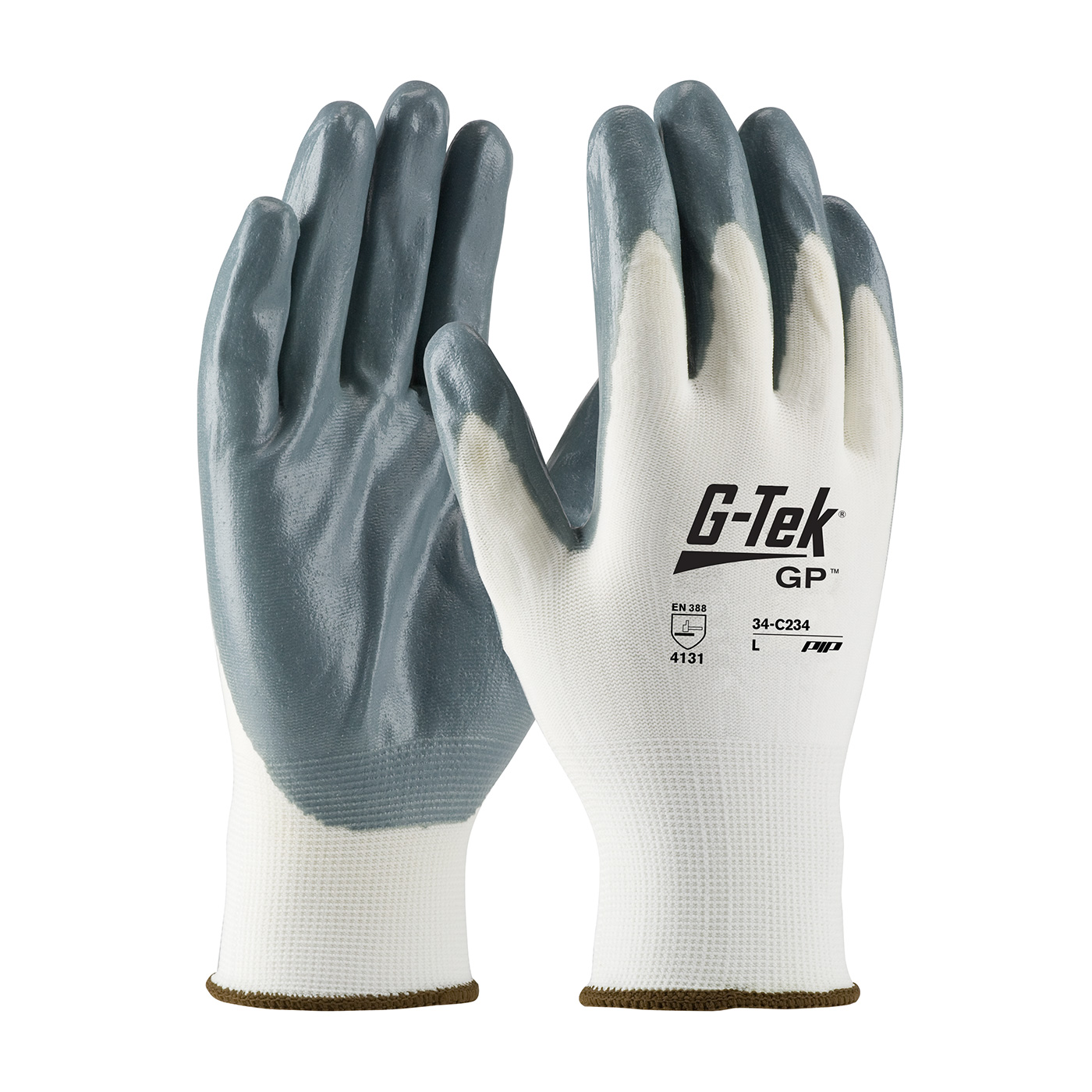PIP®G-Tek®GP™无缝针织尼龙手套，手掌和手指上有丁腈涂层泡沫握把-经济级