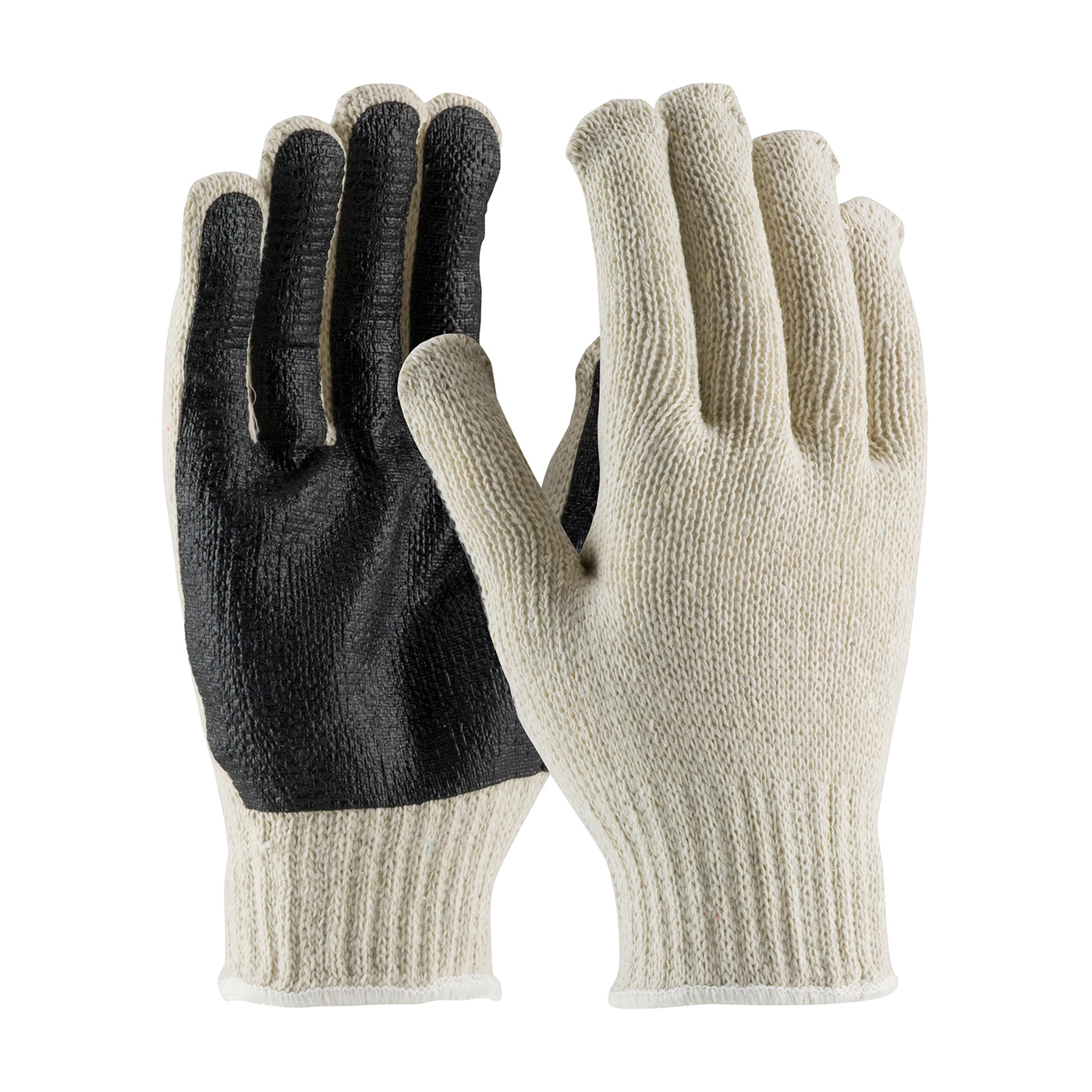 PIP®无缝针织棉/聚酯手套，PVC手掌涂层-常规重量#36-110PC-BK