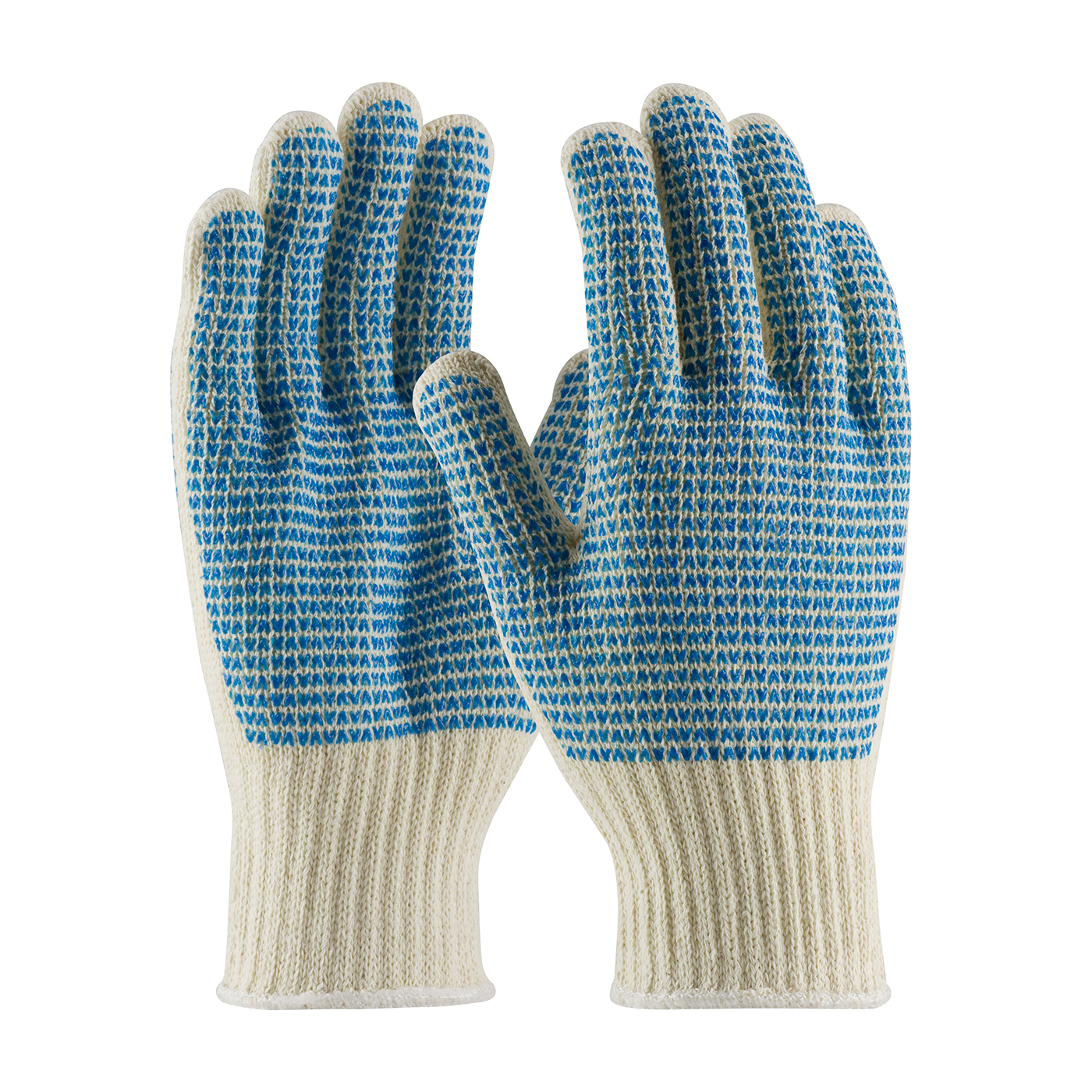 PIP®无缝针织棉/聚酯手套，双面PVC“V”图案握把-重量#36-110VV