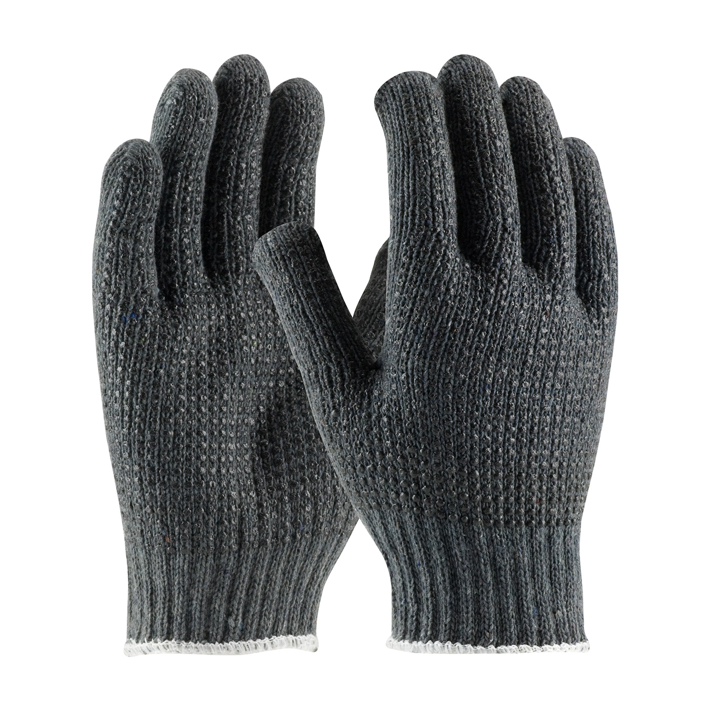 PIP®无缝针织棉/聚酯手套，双面PVC点握- 7规格。# 37-C500PDD