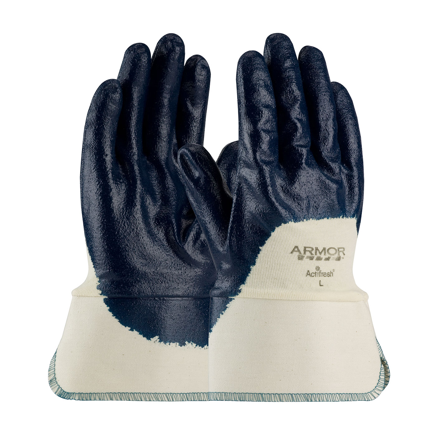 PIP®ArmorLite®丁腈浸手套，手指，手掌和指关节上有互锁衬垫和纹理饰面，具有安全袖口