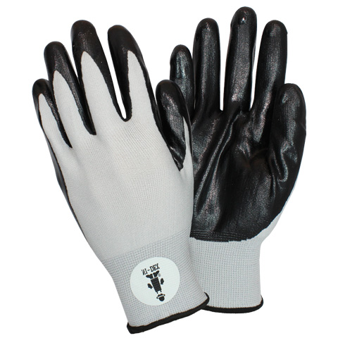 #G-NIDEX-SIZE安全区域®13号尼龙串针织手套，黑色丁腈手掌涂层