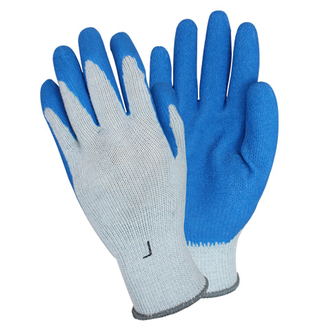#GRSL-SIZE安全区域®棉/聚脂针织手套，乳胶手掌涂层