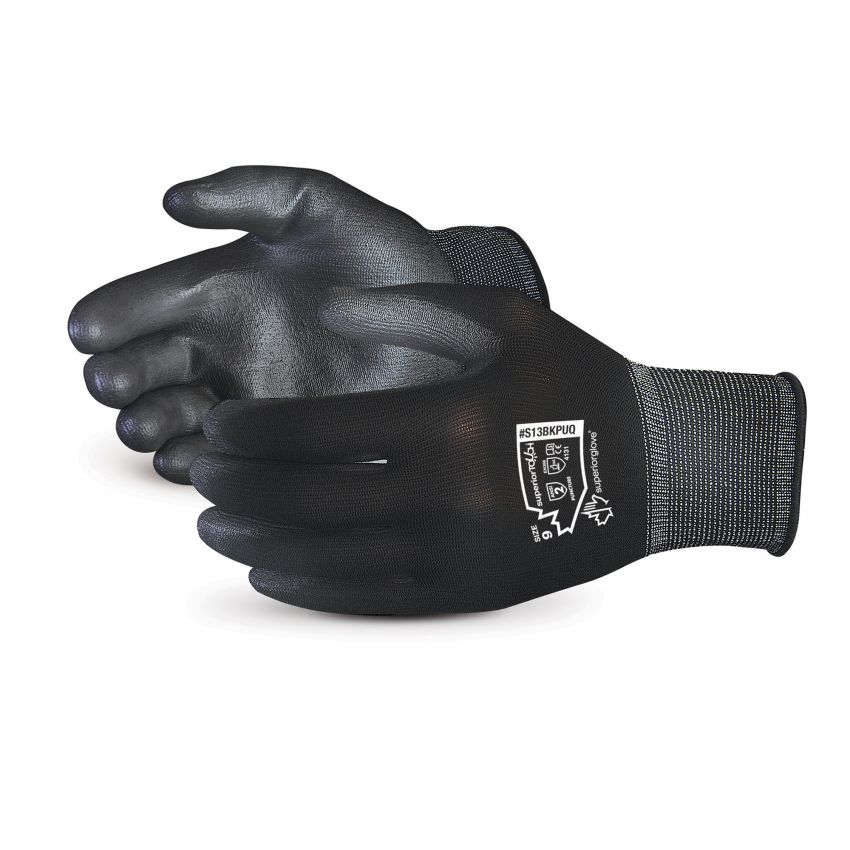 S13BKPUQ Superior Touch®经济型13号尼龙针织手套，带聚氨酯手掌