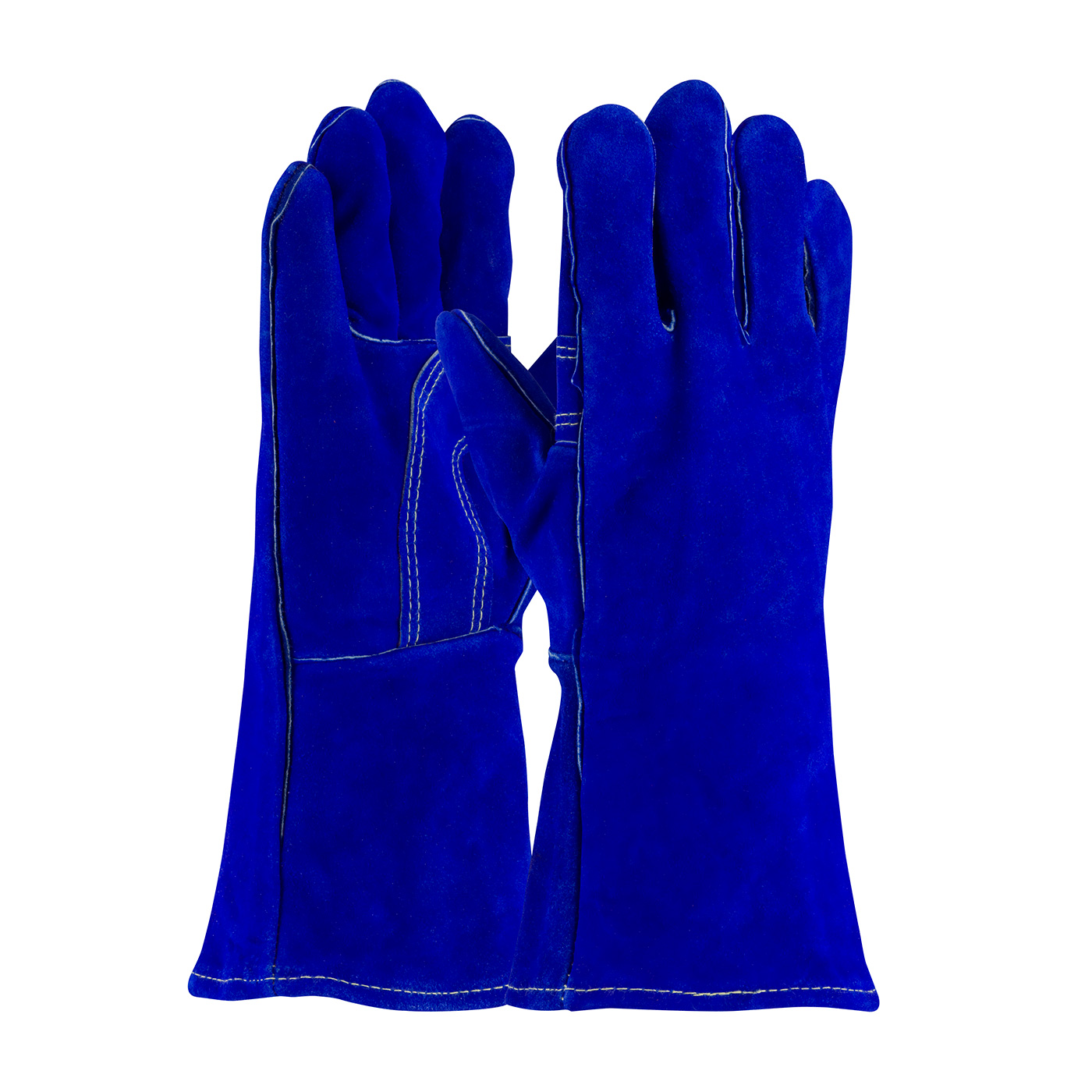 PIP®蓝色野牛™选择肩部分离牛皮焊工手套，棉衬里和凯夫拉尔®缝合