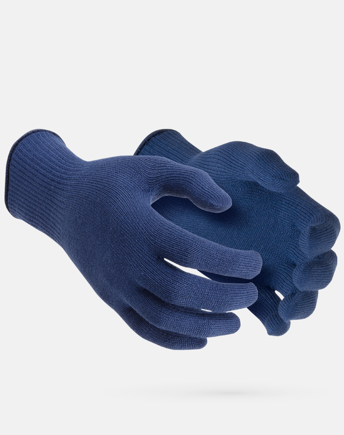 蓝色轻重量保暖针织手套衬垫