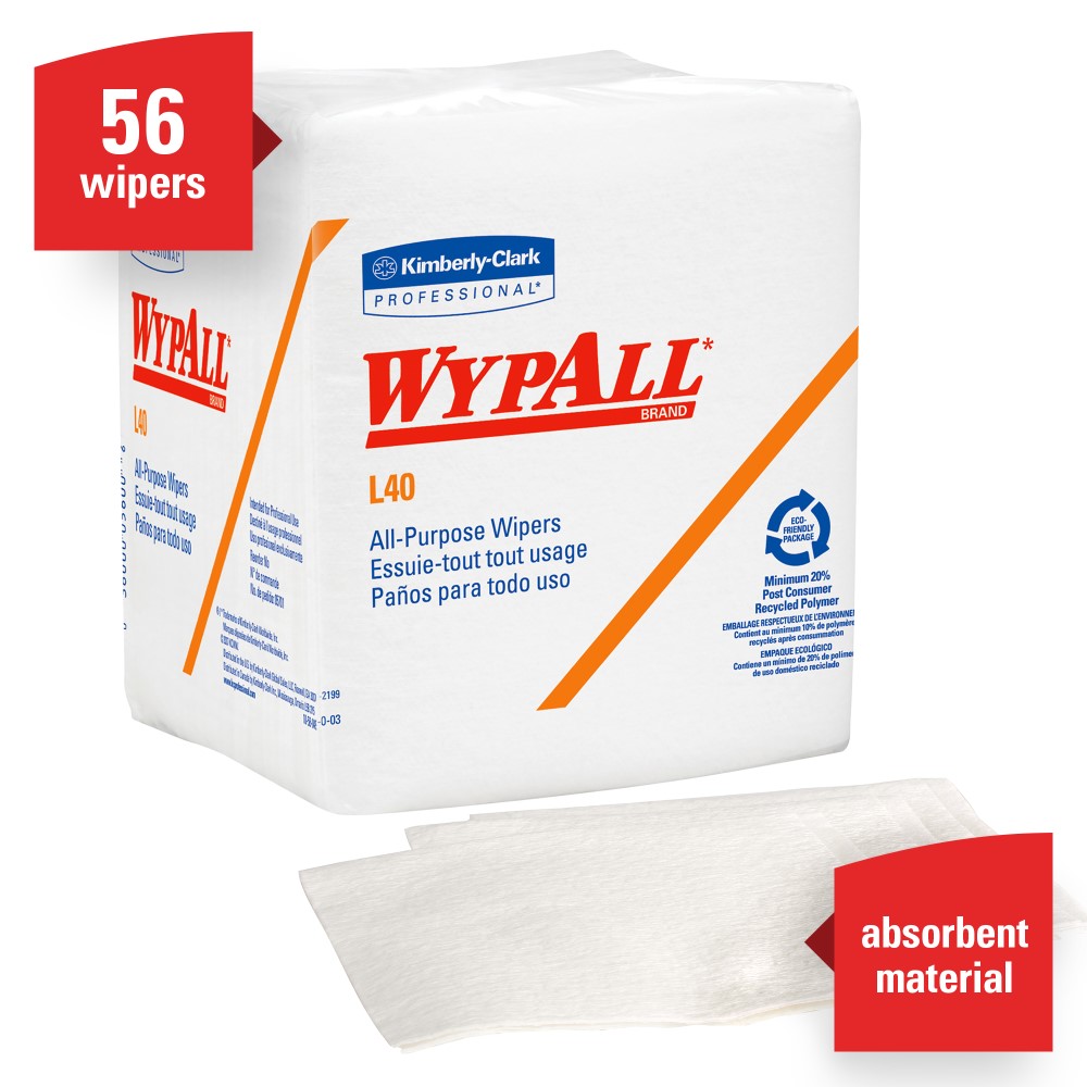 金伯利®专业Wypall®05701 L40一次性清洁和干燥雨刷