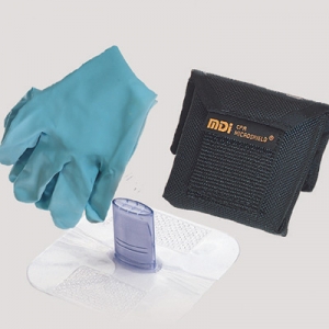 MDI®CPR Microshield®Microholster®紧急救援呼吸机，尼龙带皮套手套
