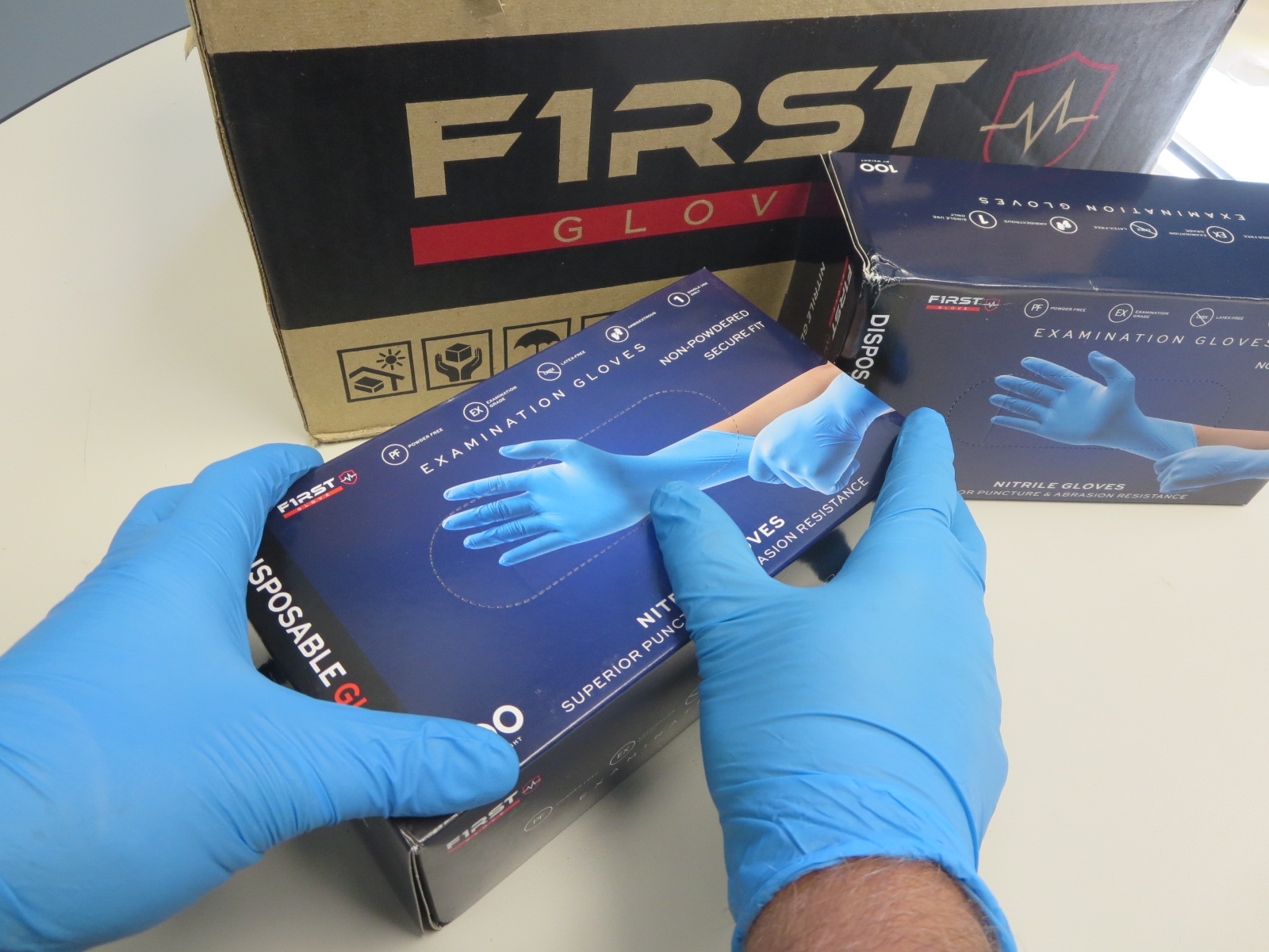 第一手套®无粉无乳胶5毫米蓝色丁腈检查手套