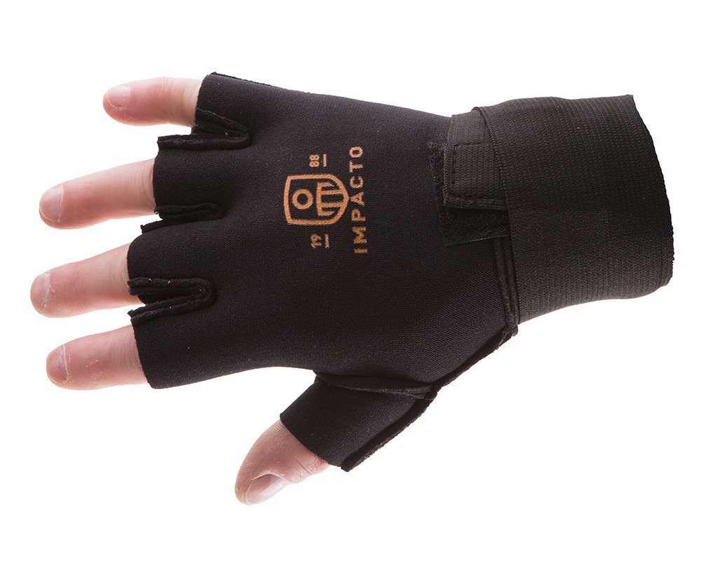 Impacto®抗疲劳半指氯丁橡胶手套，可拆卸手腕支撑