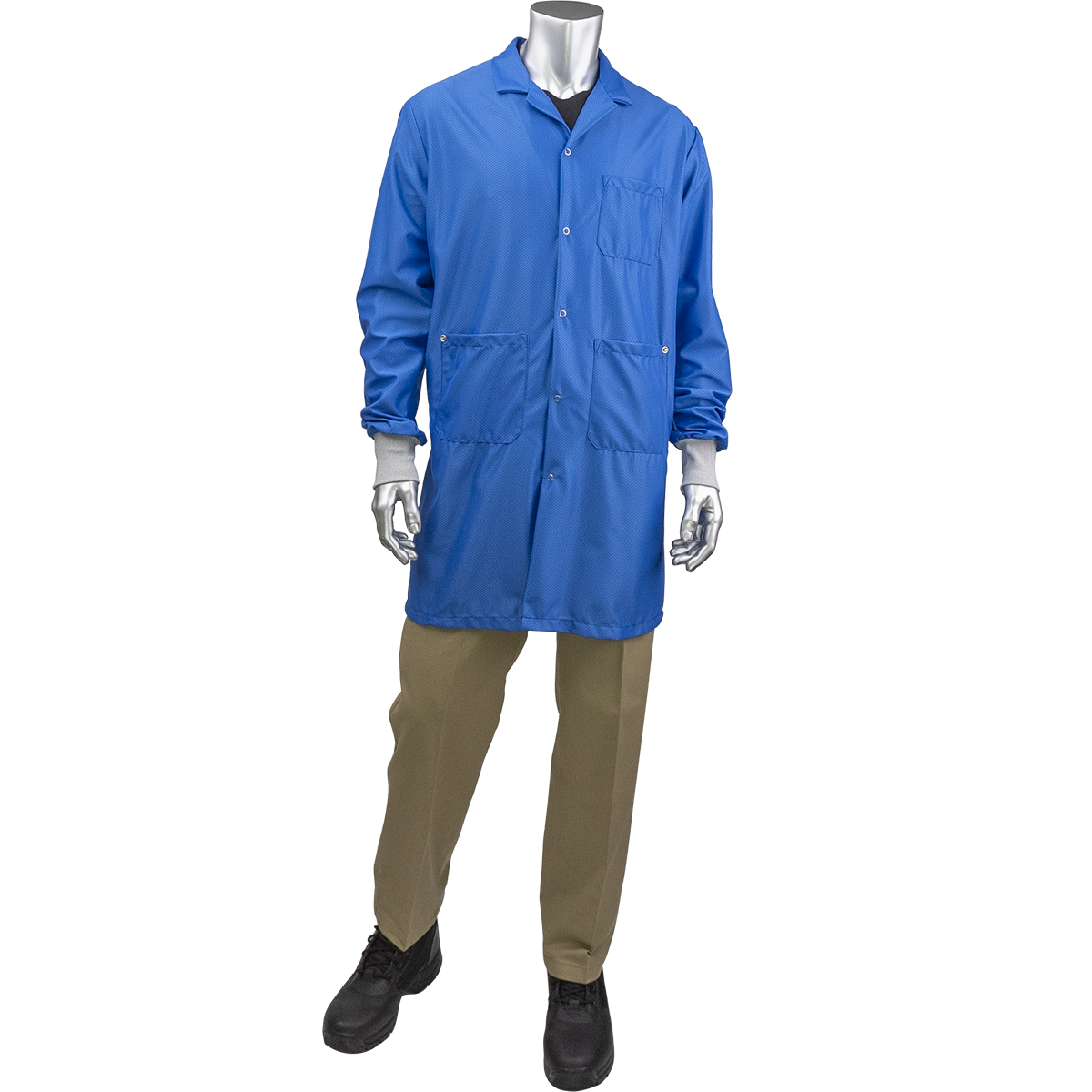 BR51C-44RB PIP®统一技术™StatStar长防静电实验室外套，防静电针织袖口，蓝色