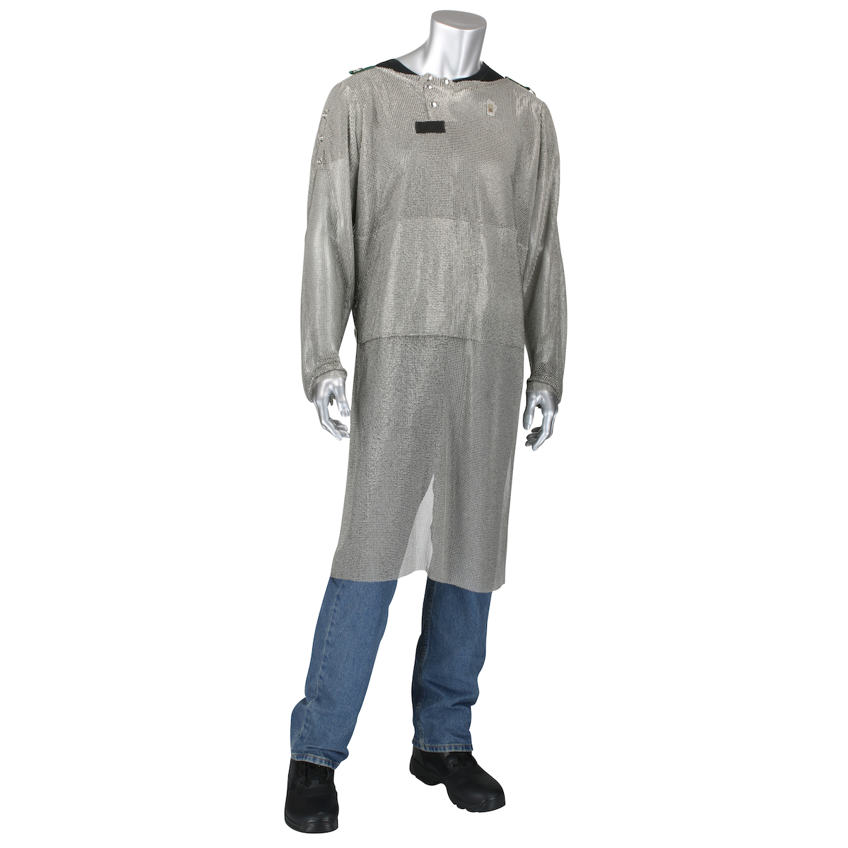 USM-4352L US Mesh®全身不锈钢金属网束腰外衣与延长围裙前和腹部保护
