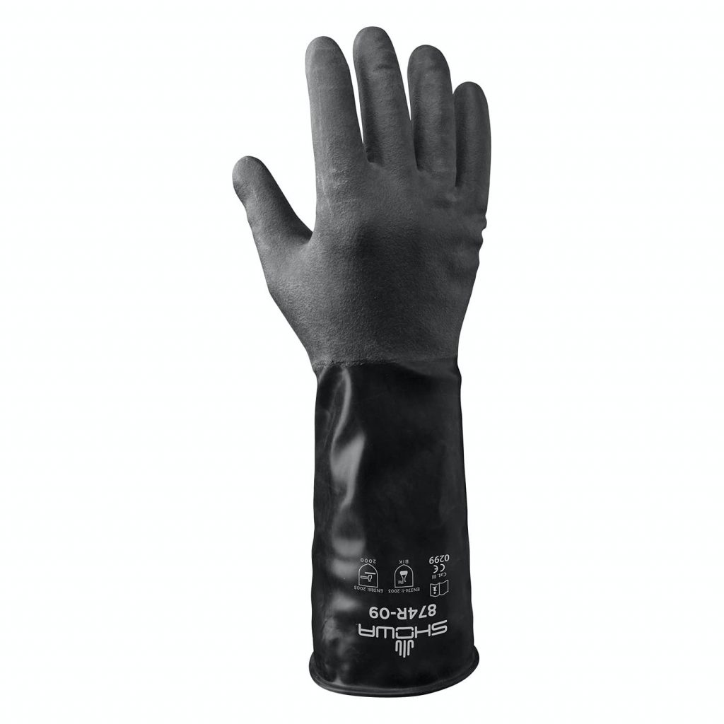 874R昭和®14mil无衬里粗糙结构丁基橡胶耐化学腐蚀手套