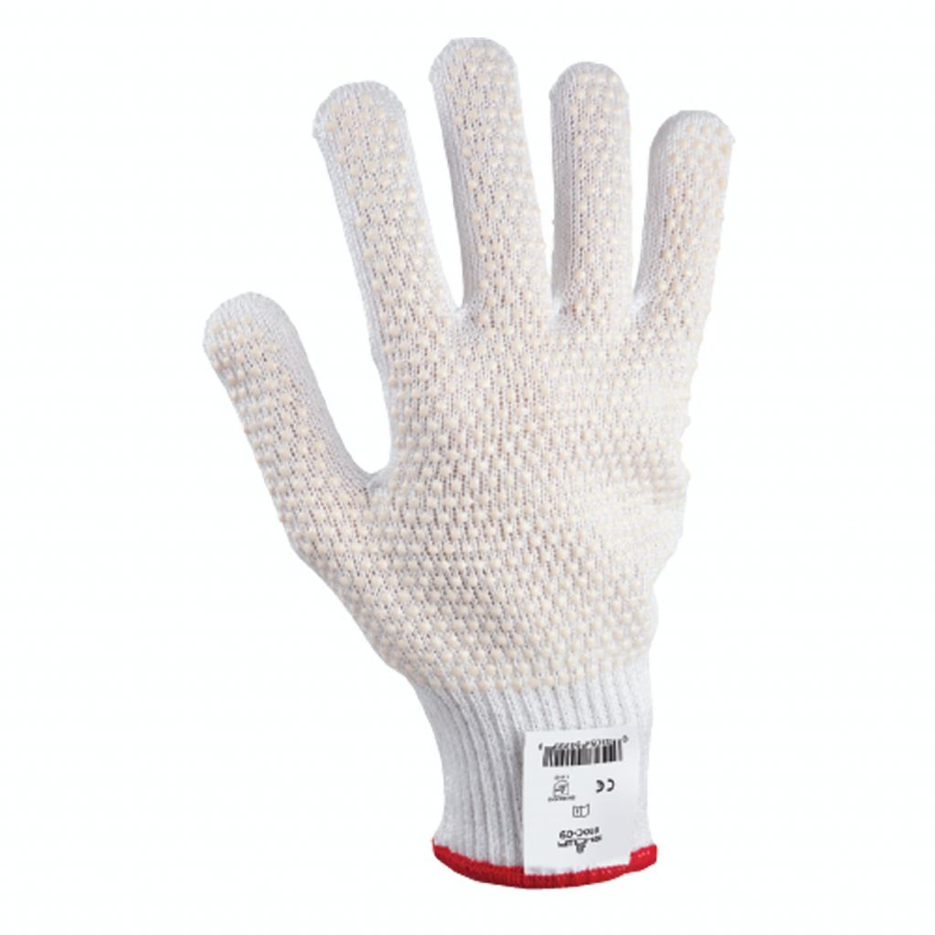 昭和®910C白色HPPE针织A4切割手套与PVC点