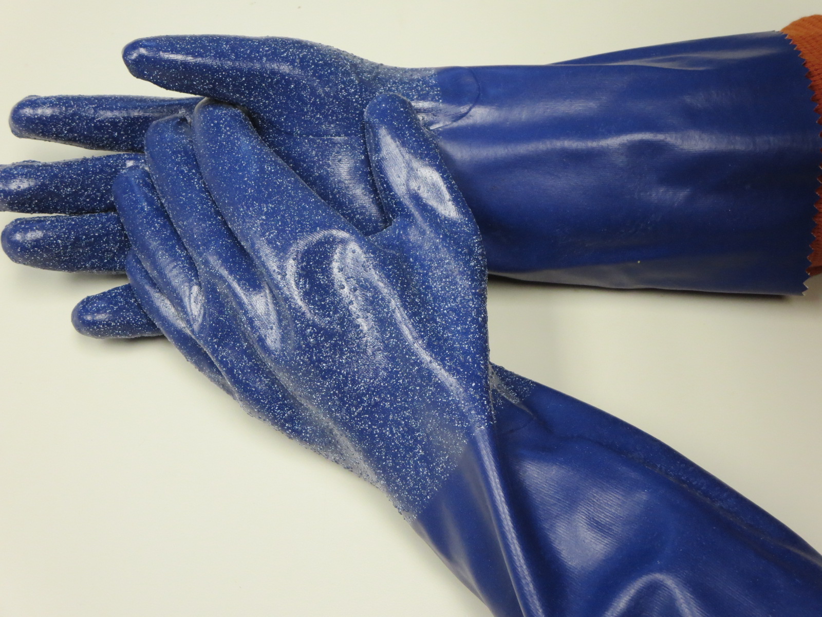 昭和®NSK24可生物降解棉衬里14英寸耐化学丁腈手套，带EBT