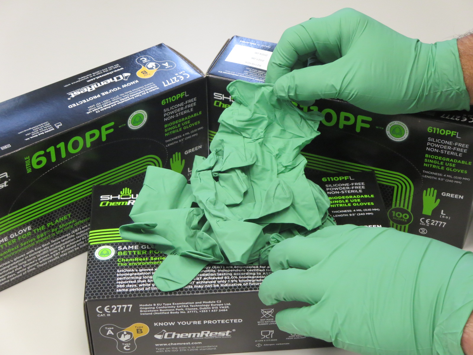 Showa®Green - dex™绿色4毫升可生物降解丁腈手套
