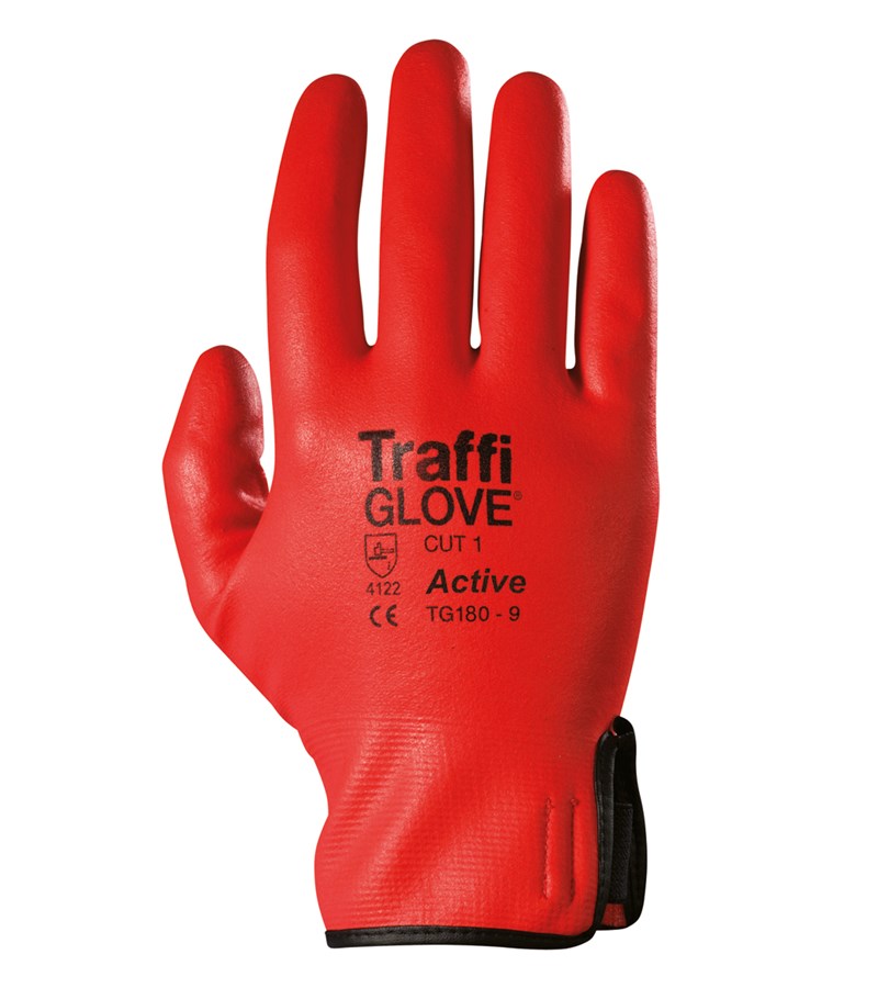 TG180 Traffi®防水工作手套，泡沫丁腈全涂层