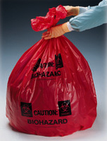 24 ' x 24 '生物危害信息罐内衬，MDS经济红色传染性废物罐内衬- 23 ' x 24 '