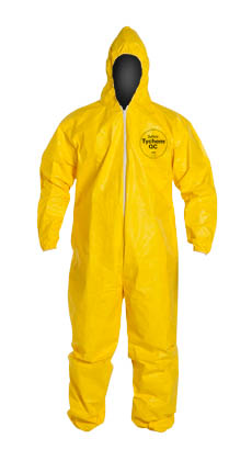 QC127SYL DuPont™Tychem®2000限量使用防化学防护工作服，带兜帽/弹性，高可见黄色