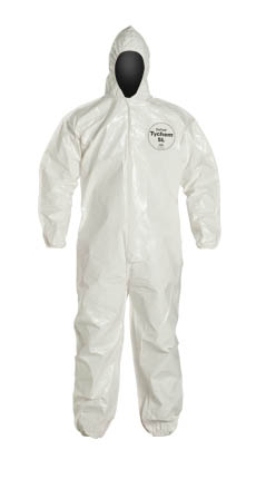 SL127BWH DuPont™ Tychem® 4000 Disposable Protective Coveralls w/ Hood/Elastic, White