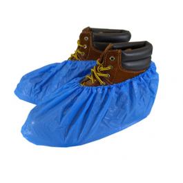 安全地带®一次性聚乙烯防滑鞋套，蓝色，防水，不透水
