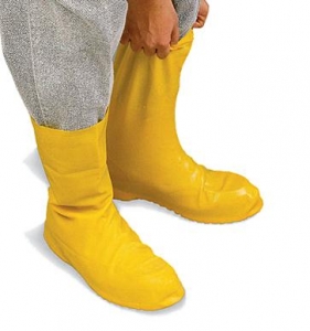 MDS黄色乳胶有害物质防护工业靴套，带纹理鞋底