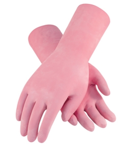 48-L185P PIP®Assurance®绒衬粉色18密耐化学乳胶手套