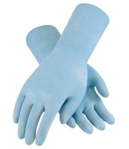 48-L185B PIP®Assurance®绒毛衬里蓝色18毫米耐化学乳胶手套