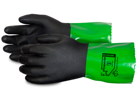 高级手套Chemstop™棉衬PVC手套w/丁腈涂层#S15CV30N