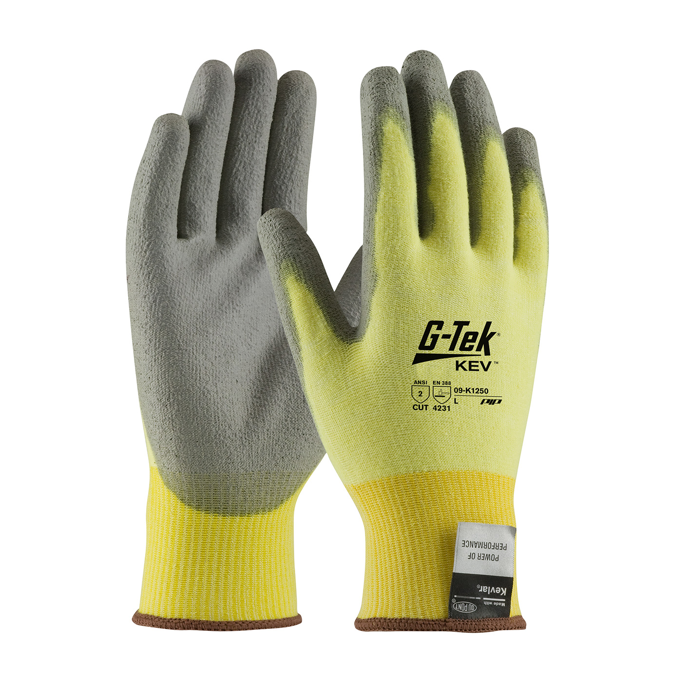 PIP G-Tek™聚氨酯涂层凯夫拉®抗切割防护工作手套。切断第2关。
