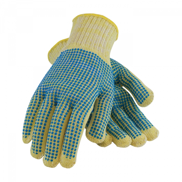 PIP Kut-Gard®中重凯夫拉®手套，双面PVC点握柄#08-K252