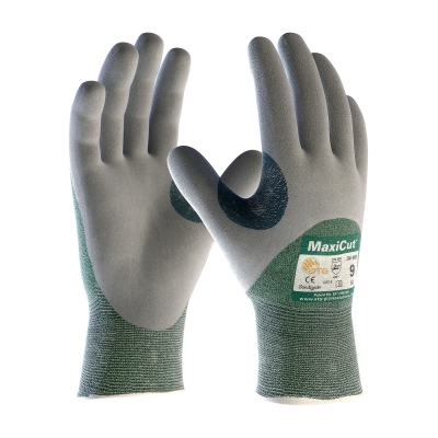 18-575 PIP®MaxiCut®无缝针织工程纱线手套，手掌，手指和指关节上有丁腈涂层微泡沫握把