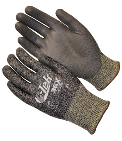 PIP®G-Tek®3GX Dyneema®金刚石抗切割防护工作手套，聚氨酯涂层。切断第三层。