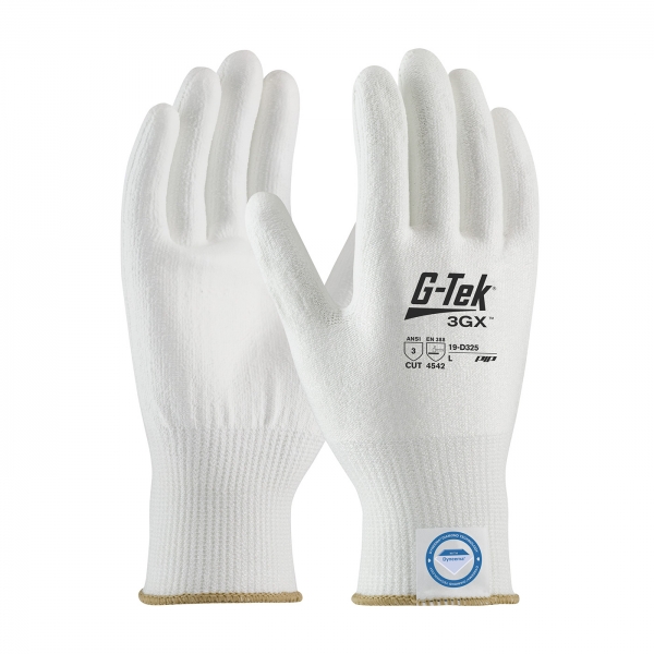 PIP®G-Tek®3GX™无缝针织Dyneema®抗钻石切割莱卡手套，带光滑的聚氨酯涂层握把