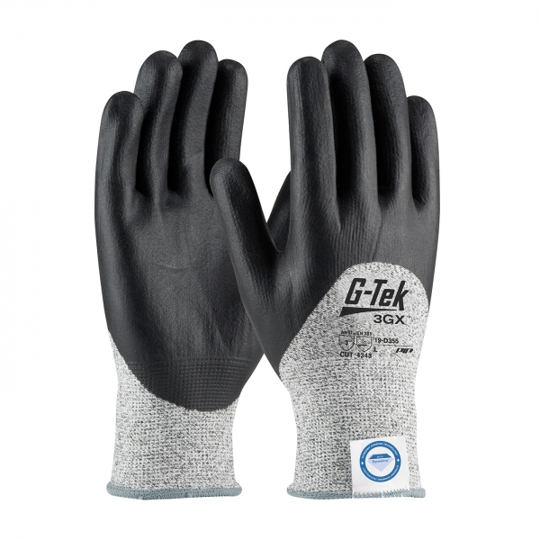 PIP®G-Tek®3GX™无缝针织Dyneema®钻石混合抗切割手套，带有丁腈涂层泡沫握把